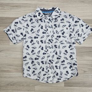 PAPER DENIM & CLOTH Boys White Beach Palm Tree Button Front Shirt Size 5